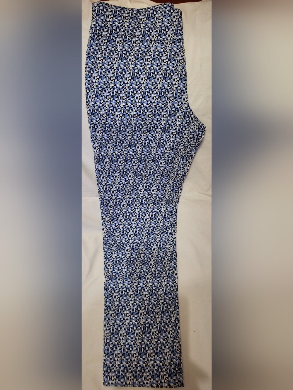 Womens Blue and White Geometric Print Ankle Pants Size 12 NWOT